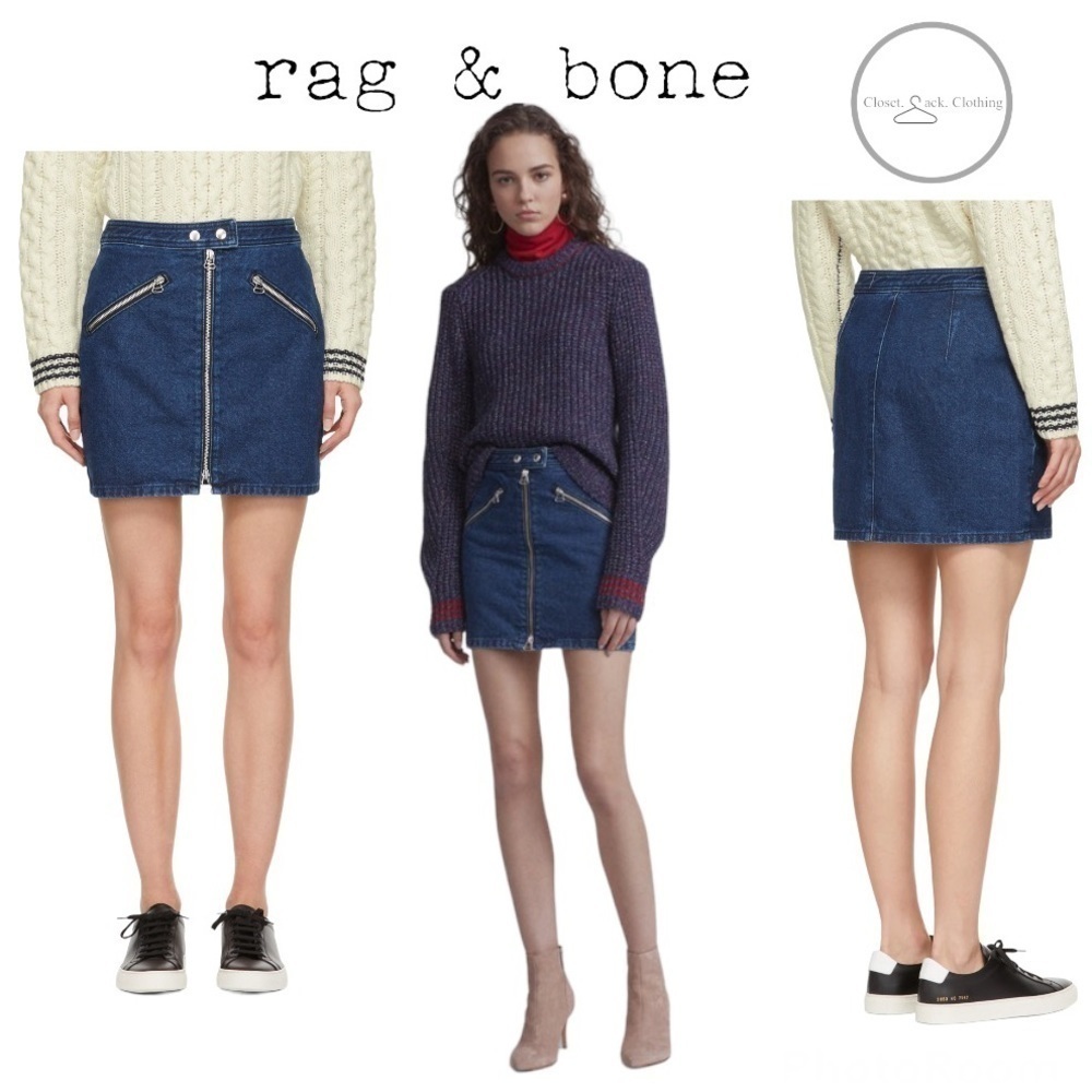 RAG & BONE Blue Racer Miniskirt Size 29
